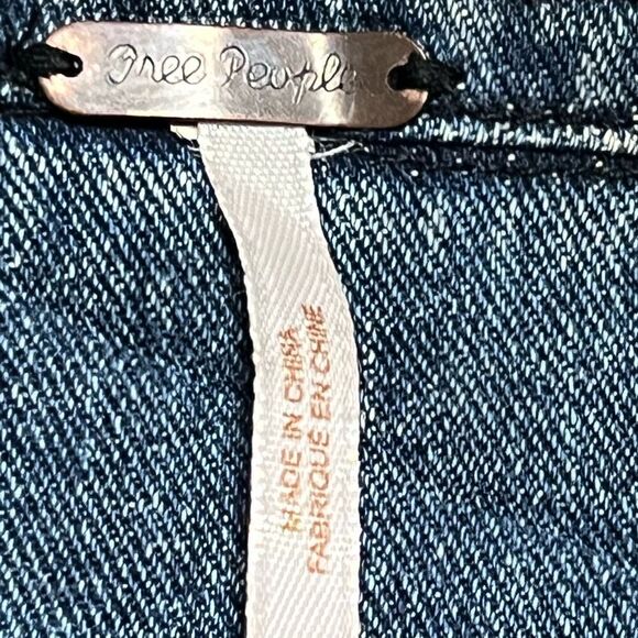 Free People Mixed Media Space Dye Knit Hooded Denim Jean Jacket Blue Size XS - Picture 10 of 10